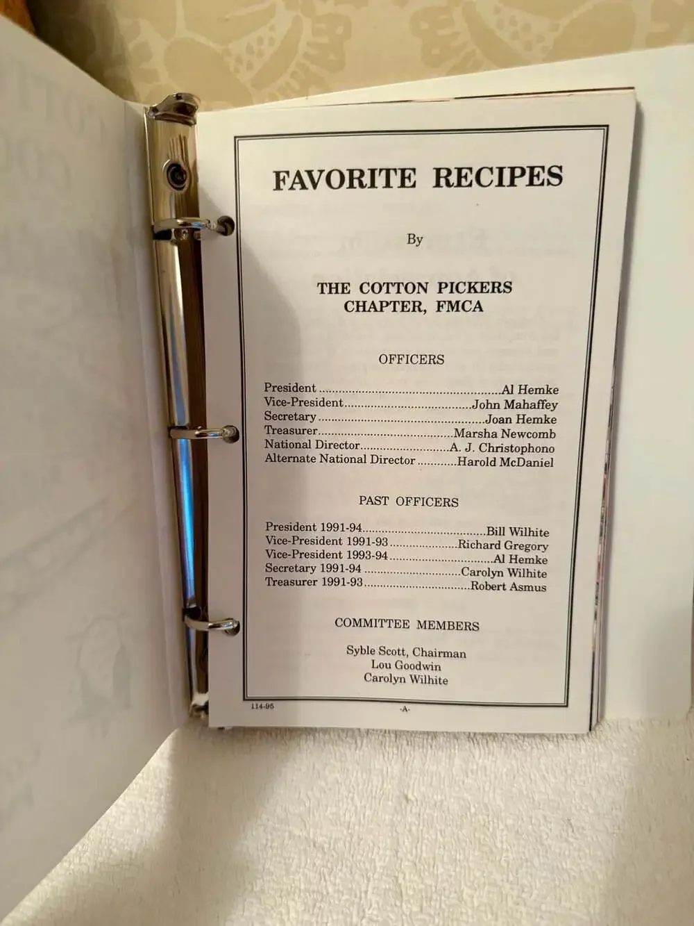 Cotton Pickin Cookbook The Cotton Pickers Chapter FMCA 1995 Vintage Book